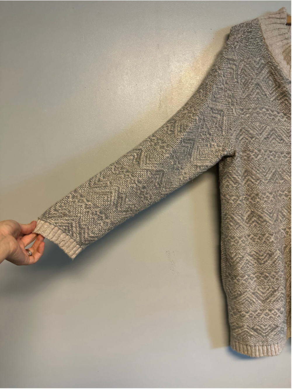 J.Jill Zip-Front Cardigan Sweater, Size Large, Grey and Beige - Picture 6 of 8